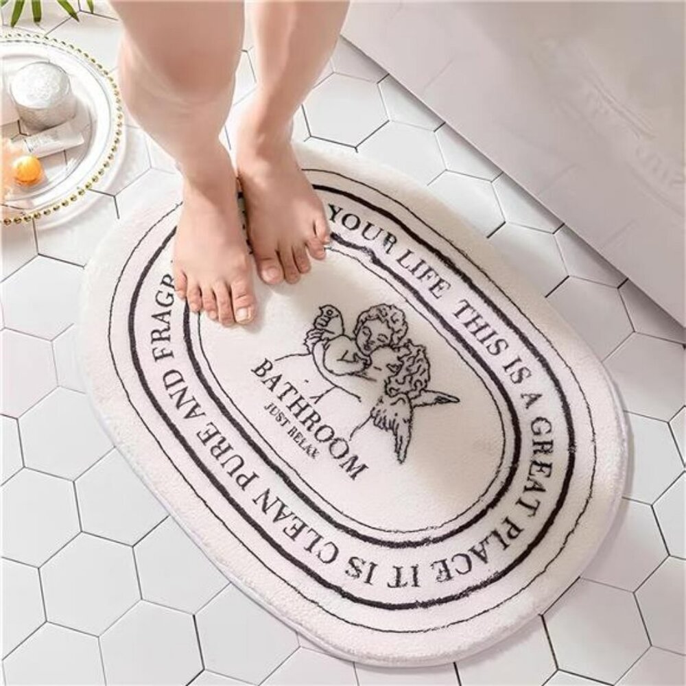 Angel Bathroom Rug 20x32 Soft Plush Non Slip Absorbent Cherub Bath Mat Washable - Picture 2 of 7